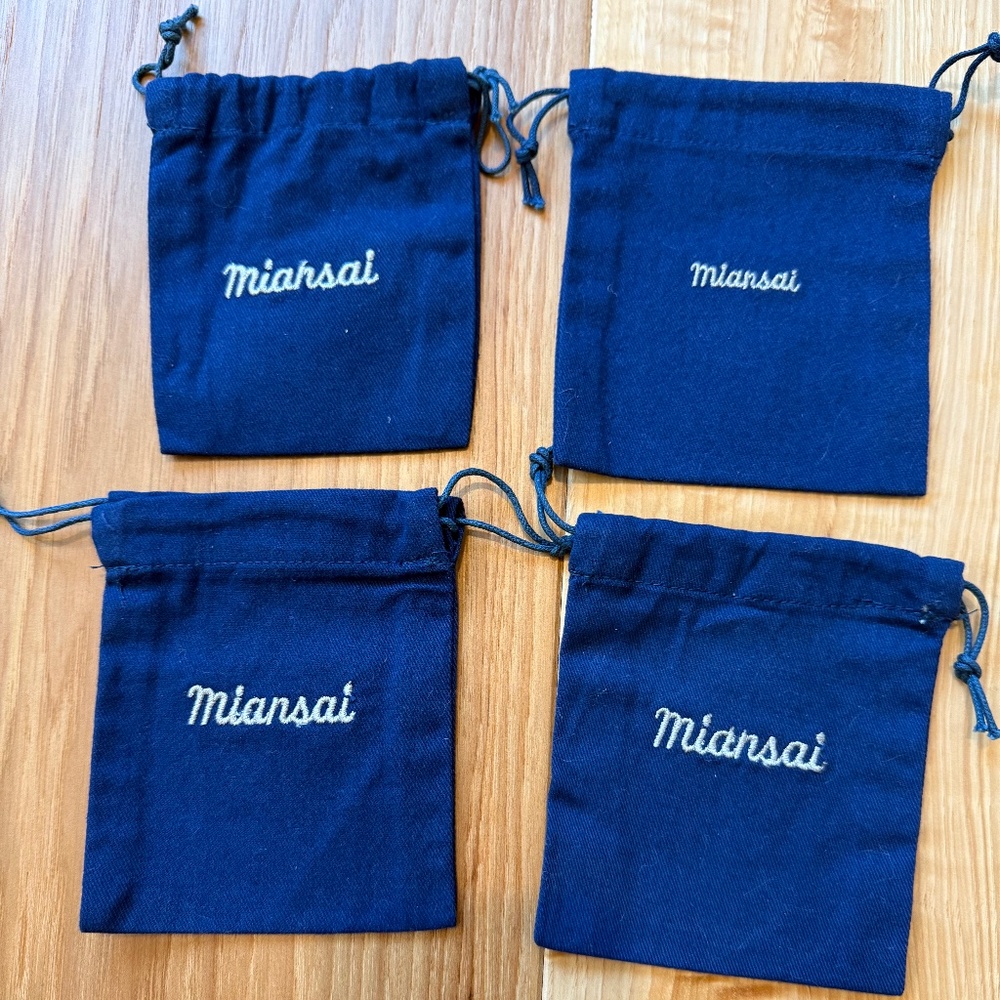 Set of 4 Miansai Navy Blue Dust Bags – 4.5"x4" – Excellent Condition